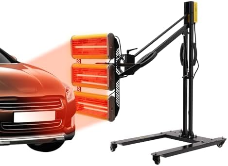 Infrared Paint Heater Lamp, 3900W Mobile Short Wave Curing System with Adjustable Temperature & Timer for Automotive Painting and Body Repair