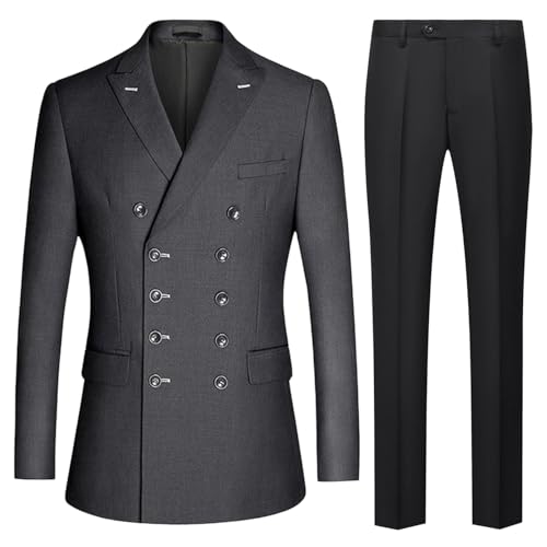 Ensemble 2 pièces homme coupe ajustée et costume formel croisé gris