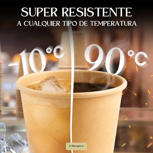 Miniatura 6 de Verupore Vasos Desechables Para Café 210 Ml Con Palitos De Madera Pack De 150 Unidades Vasos Para Cafe Sin Bpa, Térmicos, Ecológicos Y Resistentes A Altas Temperaturas
