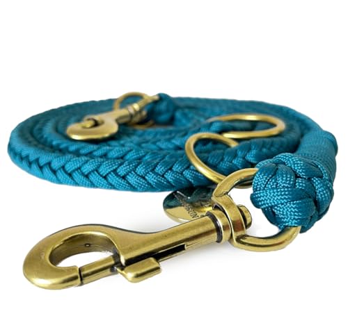 Leisegrün Paracord Hundeleine 2m | Handgefertigte Leine 3-Fach verstellbar | Handmade für kleine und mittelgroße Hunde (Seafoam, 2 m) | Farbe: Türkis