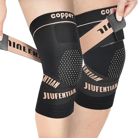 JIUFENTIAN Copper Knee Braces (Large) and Knee Support with Strap (Medium) (2pack) Bundle Cover