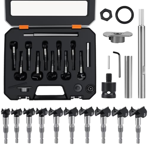 17 Stück Forstnerbohrer Set (Ø15/16/18/20/22/25/28/30/32/35mm) mit Werkzeugkoffer & Adapter & Erweiterung - Hochpräzise Holzbohrer Topfbohrer, Professional Forstner Bohrersatz für Hart- & Weichholz 17 Stück Forstnerbohrer Set (Ø15/16/18/20/22/25/28/30/32/35mm) mit Werkzeugkoffer & Adapter & Erweiterung - Hochpräzise Holzbohrer Topfbohrer, Professional Forstner Bohrersatz für Hart- & Weichholz