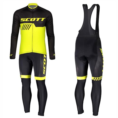 Moxilyn Maillot De Cyclisme,Tenue Cyclisme Homme Hiver,Manches Longues+Pantalon Vêtements De Fitness,Coussin 9D Gel,Costume De Cyclisme,Coupe-Vent Et Chaud