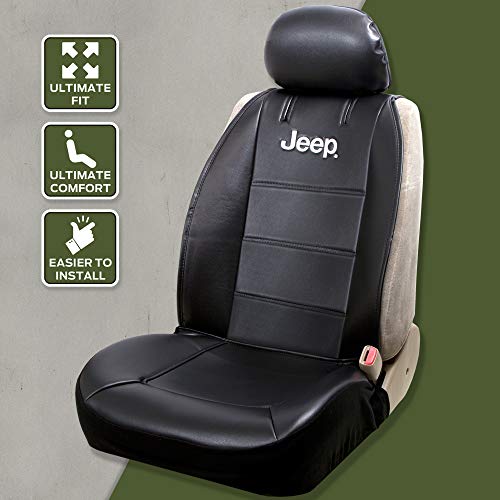 Plasticolor 008581R01 Jeep Logo Universal Fit Car Truck Or Suv Sideless 2-Piece Seat Cover W/Head Rest,Black #TOP4