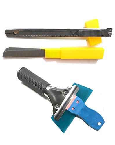 9PCS Window Tint Tools, Vehicle Glass Protective Film Car Window Wrapping Tint Vinyl Installing Tool: 4 Inch Felt Squeegee, Retractable 9mm Utility Knife and Snap-Off Blades,Film Cutters