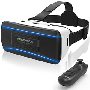 VR Headset for Smartphones with Bluetooth Controller, Ultra-Wide 120° Viewing Angle, Adjustable Focus and Eye Width, Aspherical Optical Lens, Good Heat Dissipation, 4.5-6.5 Inch Smartphone
