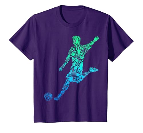 Image of Football Player Boys Kids Youth Men T-Shirt, Youth, Purple, Small