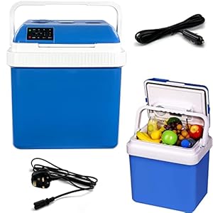 Crystals Thermoelectric 24L/26L 240V AC & 12V DC Electric Cool Box, Heating and Cooling Functions, Portable Travel Cooler Box Camping Car Mini Fridge (24L Cooler & Warmer)