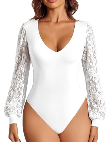 Avidlove Women's Long Sleeve Lace Bodysuit