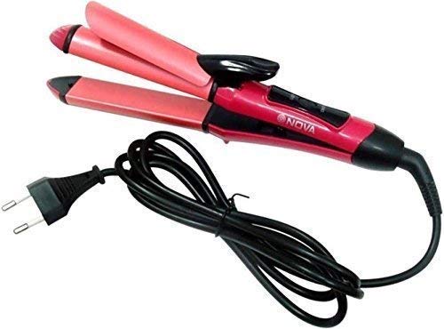 PUNZONE 2 In 1 Hair Straightener And Curler, Professional use Women & Men with Ceramic Plate Straightener (Pink)