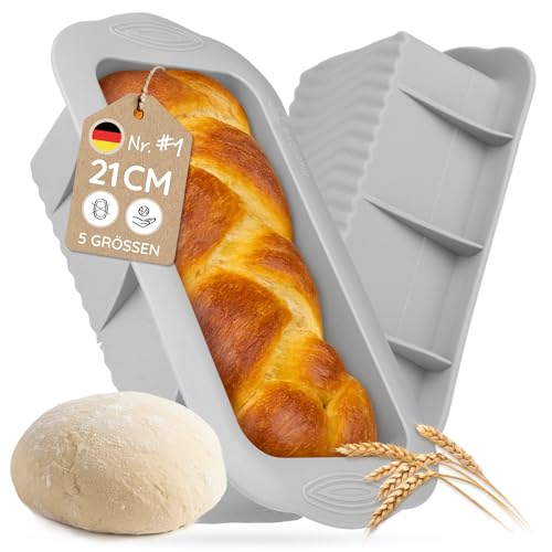 Backefix Brotbackform Silikon 21 cm Mittelgroße Kastenform auch als Kuchenform mit 1200ml zum Brot und Kuchen backen starke Seitenstützen gegen Ausbeulen (antihaftend flexibel PFAS- BPA-frei)