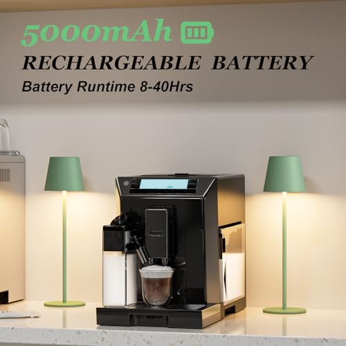 Image of Kakanuo Cordless Table Lamp Rechargeable Green - KK 2 Pack 5000mAH Battery Operated Lamp for Dining Table, 3 Color Stepless Dimming Wireless Lamp for Counter, Outdoor Patio, Touch Control