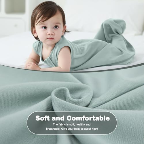 Mosebears Unisex Baby Sleep Sack Summer 0.5 Tog Wearable Blanket,Cotton Breathable with 2-Way Zipper(Dark Green&Sage,XL(18-24 Months)) — view 2