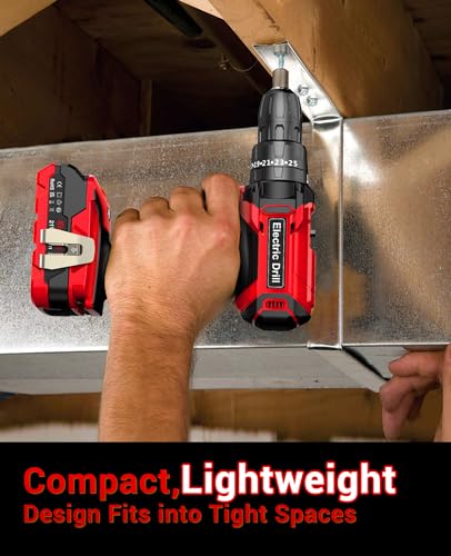 Power Drill Set 21V, Cordless Hammer Drill with 2 Batteries 2.0Ah,42N.m Max, 25+3 Torque, 2 Speed, LED Light, 20pcs Bits Electric Drills for Home 6 Power Drill Set 21V, Cordless Hammer Drill with 2 Batteries 2.0Ah,42N.m Max, 25+3 Torque, 2 Speed, LED Light, 20pcs Bits Electric Drills for Home - Image 6