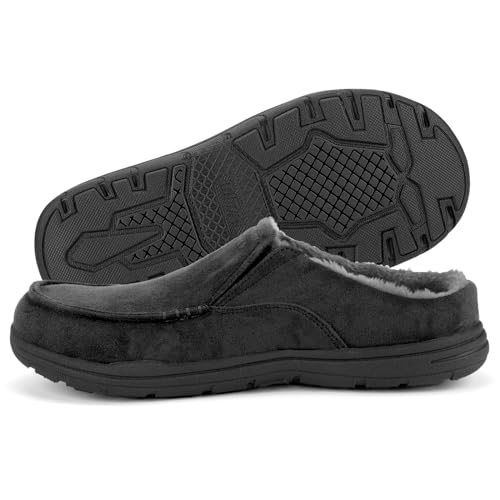 LazyStep Men's McCoy Suede Wide Clog Slipper with Comfort Memory Foam, Slip on Warm Indoor Outdoor House Shoes(2024, Black, Size 8) by LazyStep - Used condition - Image 5