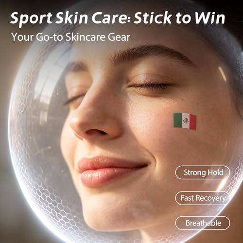 Mexico Flag & Soccer Design Hydrocolloid Pimple Patches for Face - with Salicylic Acid, Tea Tree Oil & Calendula Extract, quick and effective, Game Day, Futbol Party & Everyday Use, 80 Counts — view 6