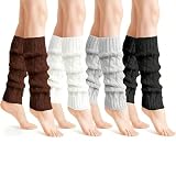 4 Pares Calentadores de Piernas Mujer,calentadores de Piernas Largos de Punto Trenzado,leg Warmers de Moda de...