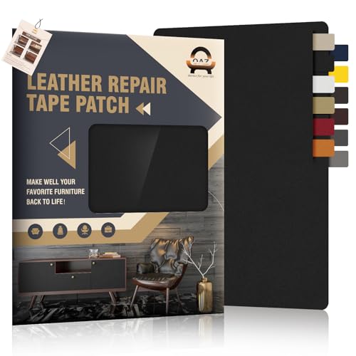 OAZ Parche de Cuero Autoadhesivo,21 x 28 cm 2pcs Polipiel Adhesiva ReparacióN De Cuero Parches,para Sofá,Asiento de Coche,Muebles,Chaquetas,Tapicería,Bolsos Cuero,Negro