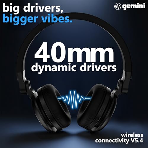 Image of Gemini Wireless Over-Ear Headphones, 54-Hr Battery, ENC Mic (GBTX-200) | Up to 54-hr total battery, 10-min quick charge - ENC clear-call mic - foldable on-ear, 40mm drivers