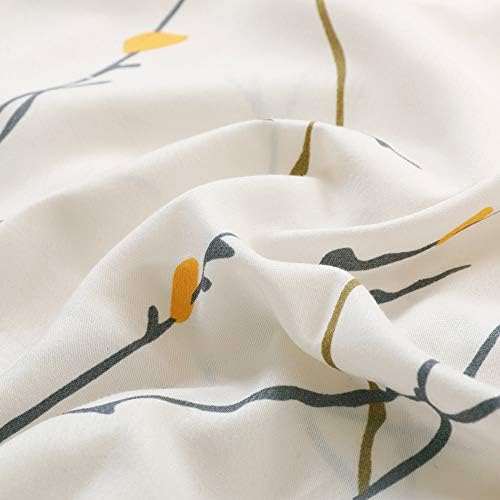 YEPINS Soft Brushed Microfiber Fitted Sheet with Deep Pockets(No Top Sheet), 3 Piece(1 Fitted Sheet and 2 Pillowcase), Branch Floral Printed Pattern, Beige Color- Queen Size
