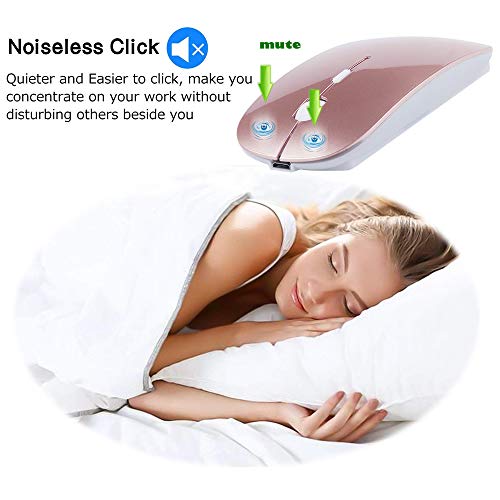 Image of KLO Rechargeable Bluetooth 5.2 /3.0 /Type-C /USB-2.4G Mouse for MacBook /MacBook air /Pro /iPad, Wireless Mouse for Laptop /Notebook /pc /iPad /Chromebook (Rose Gold)
