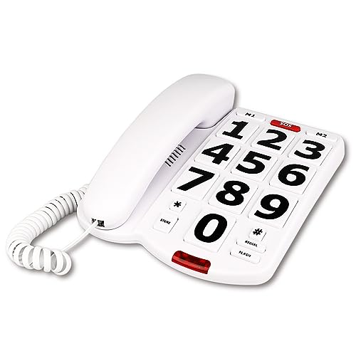 Téléphone filaire à gros bouton pour senior qui n'entend plus la sonnerie