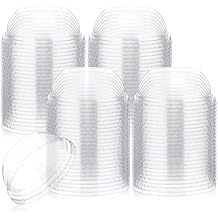 LemonRoad 100 Packs 98 mm Dome Lids Wide Hole Plastic Cold Cup Lids Disposable Clear Dome Cap for 16-24 oz Plastic Cups
