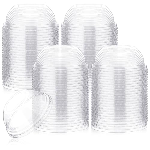 LemonRoad 100 Packs 98 mm Dome Lids Wide Hole Plastic Cold Cup Lids Disposable Clear Dome Cap for 16-24 oz Plastic Cups