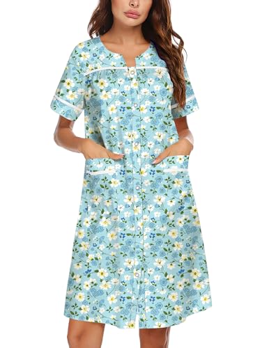 Ekouaer Sleepwear Womens Snap Front Nightgown Housecoat...
