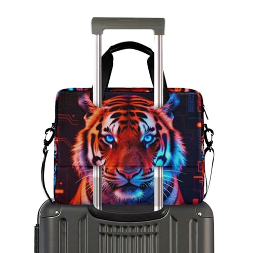 Bolso para laptop 15.6 pulg con asa y correa roja y azul miniatura 4