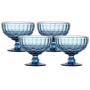 VanEnjoy Tiefblaue Vintage Eisschalen, 4er Set