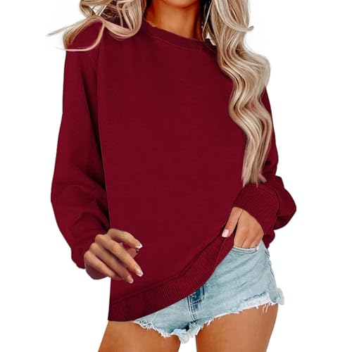 Image of Women Crew Neck Sweatshirts Fall Casual Oversized Sweat Shirts Long Sleeve Cute Preppy Sweatshirt Comfort Pullover