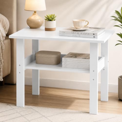 Image of ECOLINE Engineered Wood Computer Desk for Home & Office with Open Storage Shelf | Compact Study Table, Laptop Desk & Writing Workstation | Easy Assembly | White Finish | 90 x 50 x 75 cm