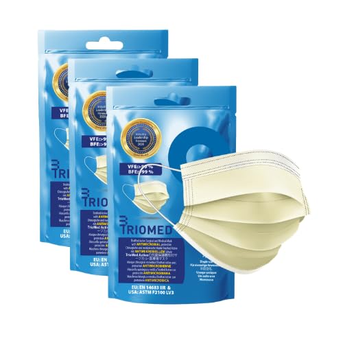 3x5 MASCARILLAS MÉDICAS con tecnología TRIOMED ANTIBACTERIANA. Eliminan eficazmente los contaminantes dañinos (microorganismos patógenos) evitando que se propague dicha contaminación.