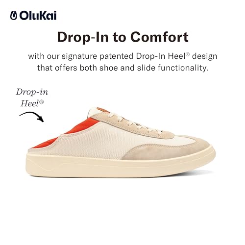 OluKai Punini Men's Everyday Sneaker, Classic Lace-Up Design & Countoured Footbed, Comfort Fit & Wet Grip Rubber Soles, Durable & Supportive, Off White/Molten Orange, 11.5 - image 5