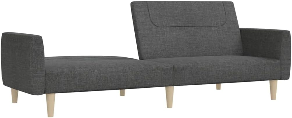 Sofa Bed Dark Grey Fabric (100% Polyester) Living Room Furniture