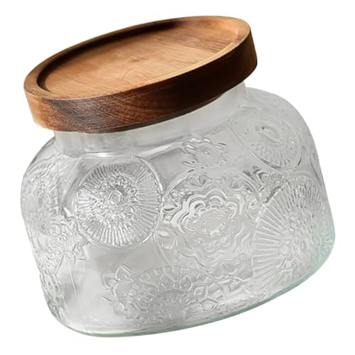 LABRIMP ガラス保存瓶 密閉容器 茶葉 コーヒー豆 収納 キッチン用 ジャー 食品保管 容器 ル ホルダー ガラス製
