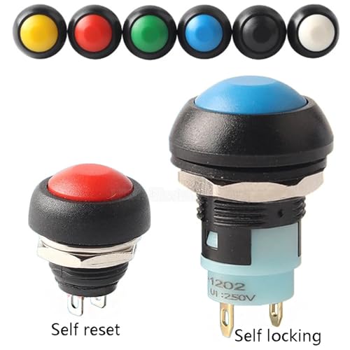 Bouton-poussoir rond momentané 12mm interrupteur électrique bleu - 2