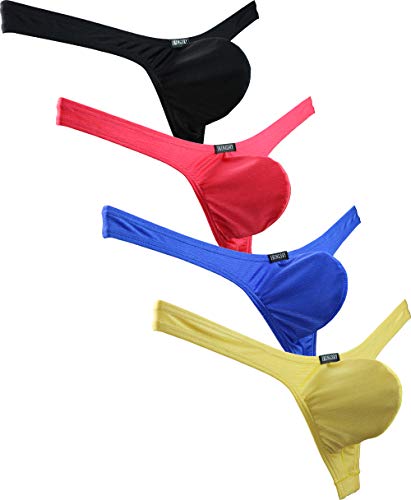 iKingsky Men's Big Pouch Thong Underwear Sexy Low Rise Bulge T-back Panties