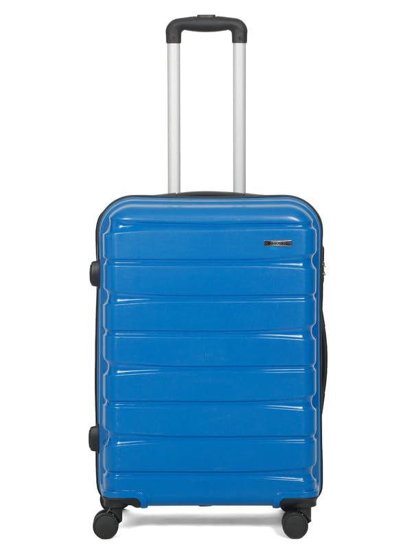 Image of Teakwood Medium Cabin Size 8 Wheels Trolley Bag, Hard Cabin with Zipper Closure, Adjustable Push Button & Cross Side Strap, TSA Lock System 360 Degree (Medium, Royal Blue)