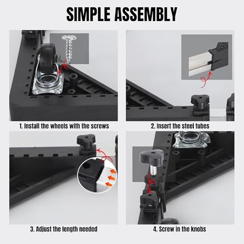 Support de Machine à Laver Réglable 65-80 cm avec 4 Roues