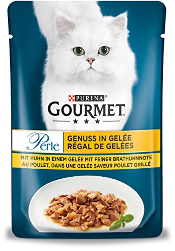Gourmet Perla piacere in gelatina, cibo umido per gatti con pollo e note di pollo fritto, confezione da 26 (26 x 85 g)