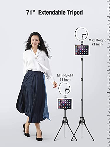 Elitehood 12’’ Ring Light With Tripod Stand (72’’ Tall) & Ipad/Phone Holder, Dimmable Selfie Circle Led Lights Ringlight For Video Recording, Conference, Makeup, Laptop, Computer, Webcam, Youtube #TOP2