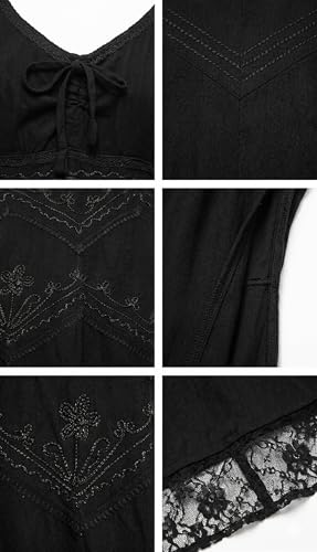 Image of Sakkas Stonewashed Rayon Embroidered Adjustable Spaghetti Straps Long Dress