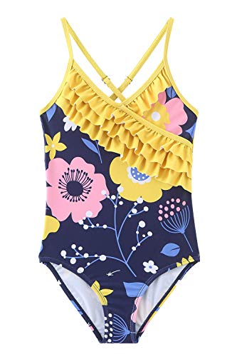 Image of Girls One Piece Swimsuits Hawaiian Ruffle Swimwear Beach Bathing Suit for Summer Vacation