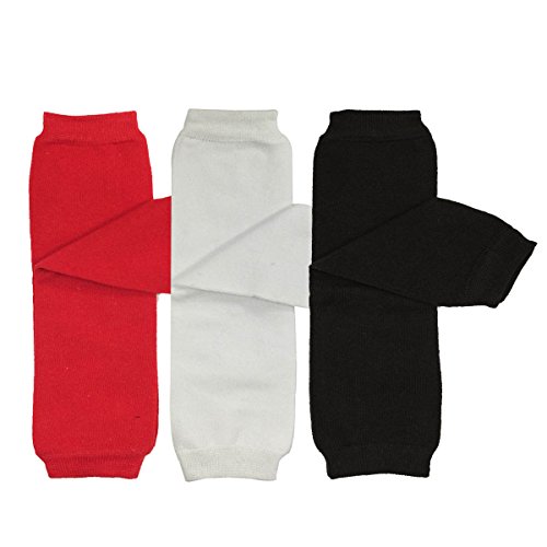 allydrew 3 Pack Solid Color Baby Leg Warmers & Toddler Leg Warmers, Red, White, Black