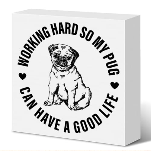 Letrero decorativo para amantes del pug, decoración para el hogar, habitación de pug, dormitorio, sala de estar, decoración de escritorio, regalos para mujeres, hombres, amantes del pug, propietario,