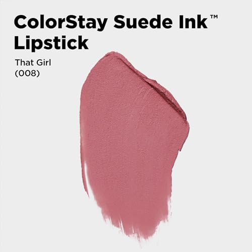 Image of REVLON ColorStay Suede INK Lipstick, Waterproof, Longwear, Transfer proof, Antioxidant-rich Vitamin E, With Vegan Formula made without parabens, That Girl - 008 (Pack of 2)