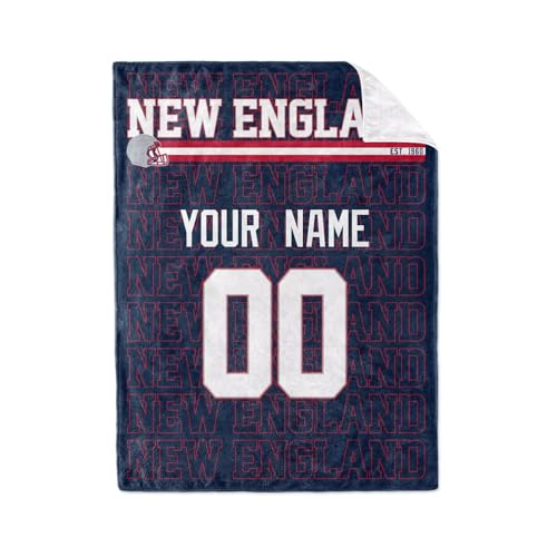 Image of ANTKING New England Throw Blanket for Men Women Boy Custom Name and Number Gifts