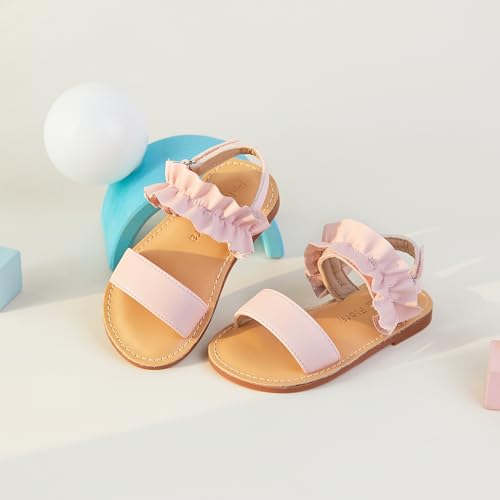 Image of Felix & Flora Toddler Girl Sandals - Little Girl Easter Dress Shoes Lightweight Open Toe Beach Holiday Flats